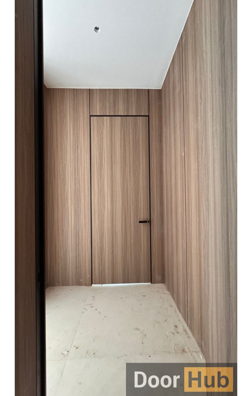 Natural Veneer Interior Door with Royal Black Anodized Profile – Developer Supply UAE